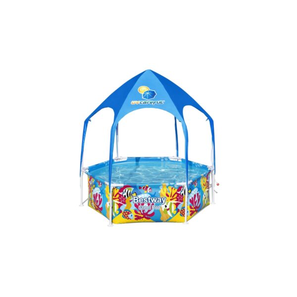 Bestway® Steel Pro™ Frame Pool mit Sonnenschutzdach "Splash-in-Shade" ohne Pumpe Ø 183 x 51 cm