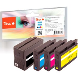 Peach HP 932  4 Druckerpatronen (bk
