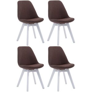 CLP 4er Set Retrostühle Borneo V2 Mit Stoffbezug Und Hochwertiger Polsterung I Lehnstühle Mit Holzgestell