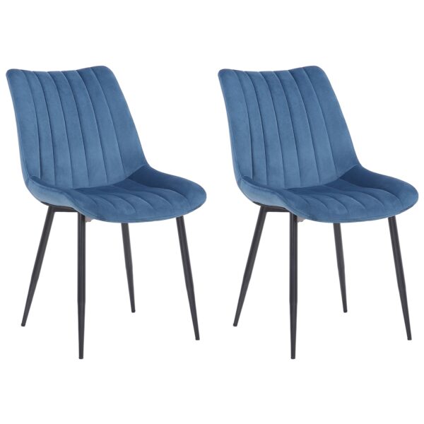 CLP 2er Set Stühle Rahden Samt Mit Schwarzem Gestell Und Einer Sitzhöhe Von 46 cm I Polsterstühle Mit Gestepptem Sitz