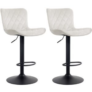 CLP 2er Set Barhocker Emma - Höhenverstellbare Barstühle - 360° Drehstühle Mit Rückenlehne Für Küche Und Bistro