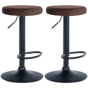CLP 2er Set Barhocker Ponte Samt I Drehbarer Thekenhocker I Höhenverstellbarer Hocker I Küchenhocker mit Metallgestell