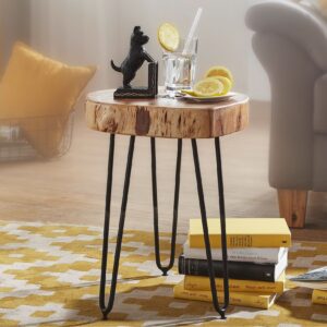 FineBuy Massivholz Akazie Beistelltisch 35 x 35 cm Wohnzimmertisch Massiv