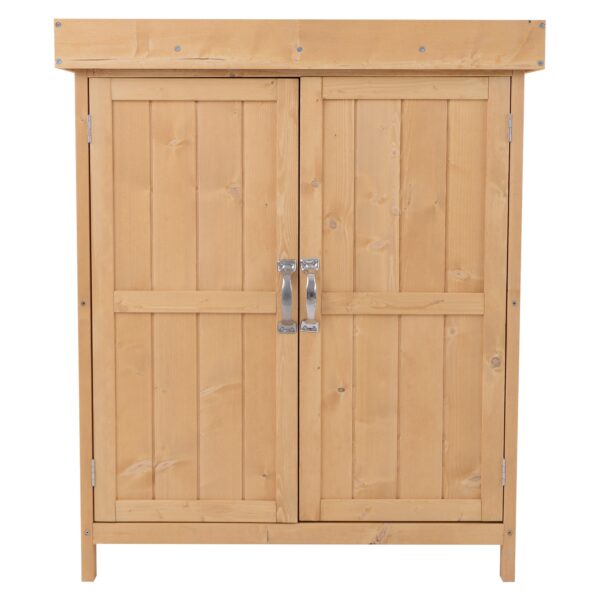 Outsunny Geräteschrank mit 2 Fächer natur 74 x 43 x 88 cm (LxBxH)