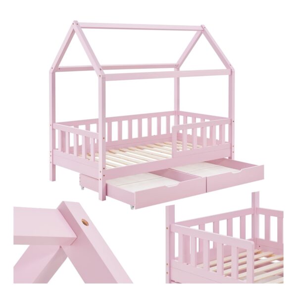 Juskys Kinderbett Marli 90 x 200 cm mit Bettkasten