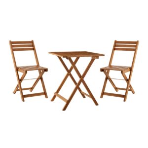 Juskys Balkonmöbel Set Bala - Sitzgruppe 3-teilig aus Holz für 2 Personen