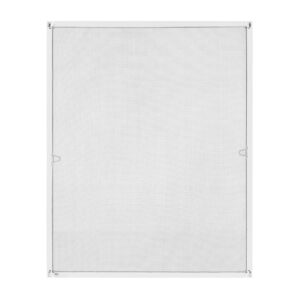 Juskys Fliegengitter mit Alu-Rahmen 120 x 140 cm für Fenster zum Einhängen UV-beständig in Weiß