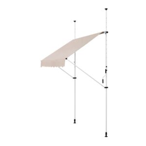 Juskys Klemmmarkise Kuwait beige 150 x 120 cm – höhenverstellbar - Sonnenschutz - ohne Bohren
