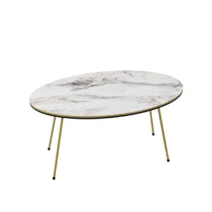 Couchtisch Marmor Optik Oval Weiß 20656962