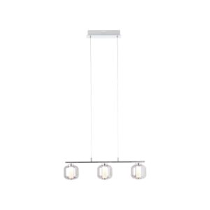 BRILLIANT Rafa LED Pendelleuchte 3flg Balken chrom/rauchglas Innenleuchten