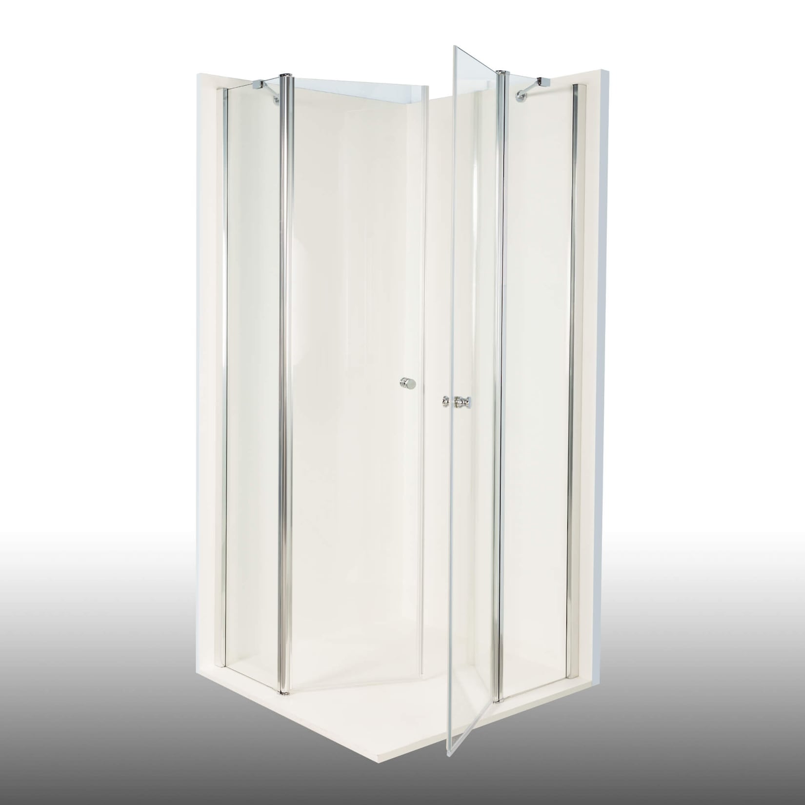 Duschkabine/ Duschabtrennung Dusbad Vital 2 zweiteilige Pendeltür an Festteil / Eckdusche links 750mm rechts 1025mm