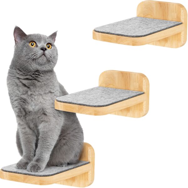 HAPPYPET Katzentreppen 3er-Set für Wandmontage - Nachhaltiges Hartholz