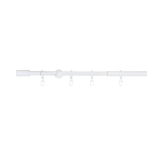Ondeco Gardinenstange ausziehbar 1-lauf Wandmontage Endstück Rille 16/19 mm mit Ringen Farbe: Weiß