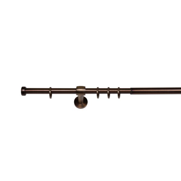 Ondeco Gardinenstange ausziehbar 1-lauf Wand-Deckenmontage Endstück Kappe  16/19 mm mit Ringen Farbe: Bronziert