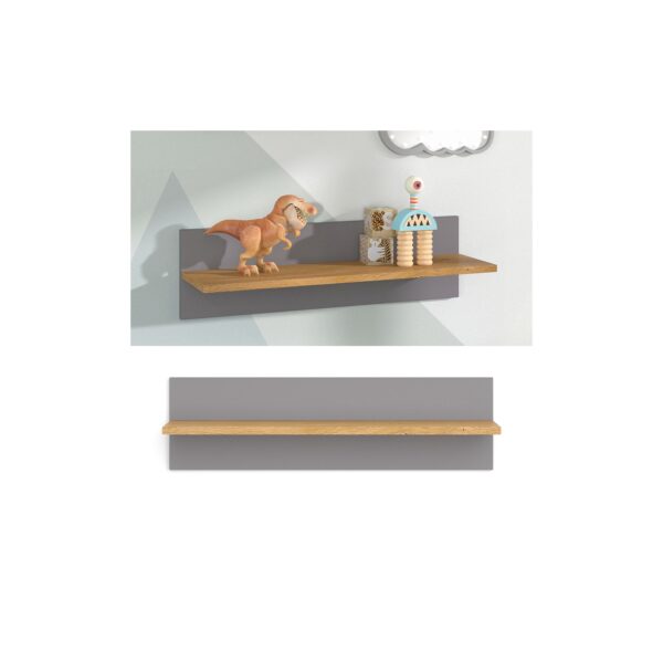 VitaliSpa Wandregal Hängeregal Ablageregal Malia Grau Eiche modern 70x20 cm Kinderzimmer Regal Babyzimmerregal Kindermöbel Babymöbel Ablage Aufbewahrung