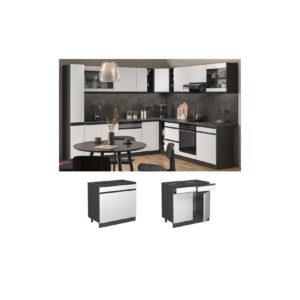 Vicco Schubunterschrank Küchenschrank Küchenmöbel R-Line J-Shape Anthrazit Weiß 80 cm modern