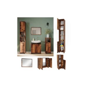 Vicco Badmöbelset Kiko Old Style modern Badezimmerschrank Badschrank Badezimmermöbel Waschtischunterschrank Badspiegel Hochschrank Midischrank Schranktür Schrankfach Schrankregal
