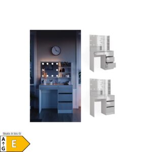 Vicco Schminktisch Sherry Weiß Hochglanz 90 x 75 cm Spiegel Regal LED modern