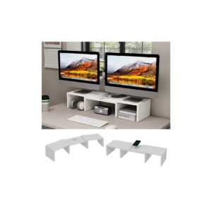 Vicco Monitorständer Halva Weiß 82 x 16 cm mit QI-Ladestation und USB