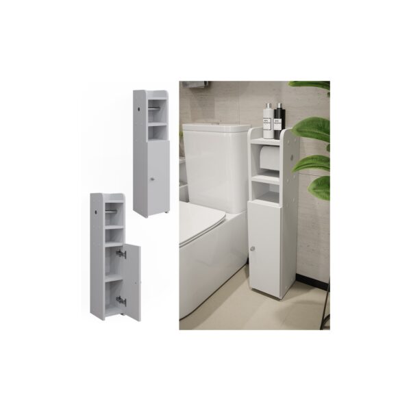 Livinity Toilettenpapierschrank Fynn Weiß 18 x 82 cm Tür