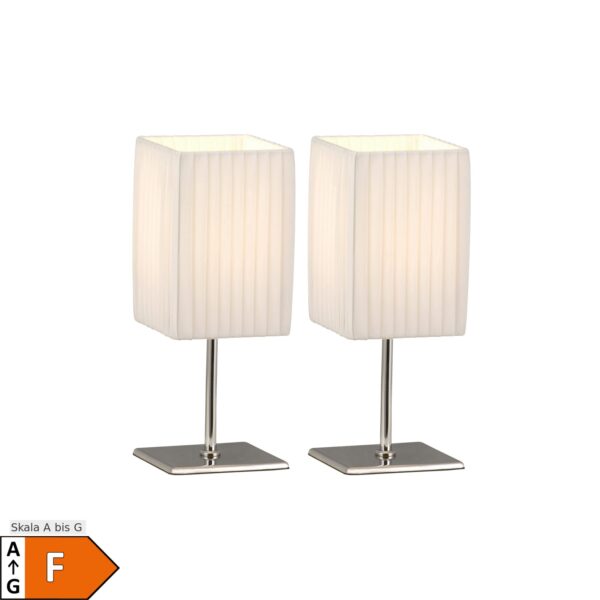 2er Set LED Tischleuchten aus Chrom und Textil BAILEY