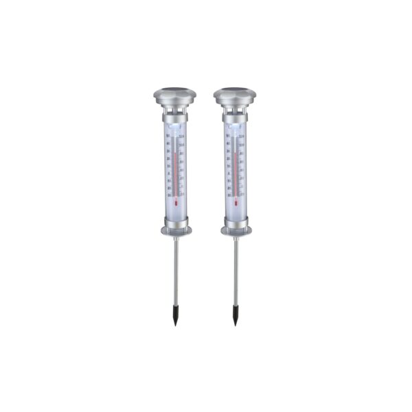 2er Set LED Solarlampen mit Thermometer